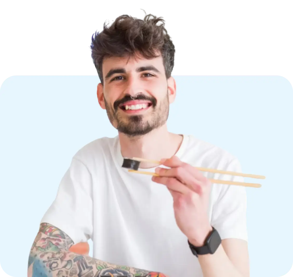 Illustration of an eating man